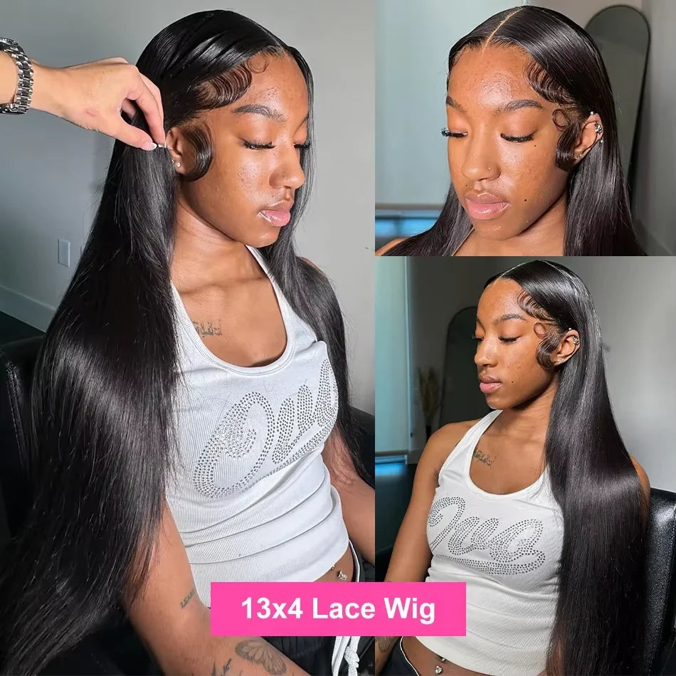 300% 13x6 HD Lace Frontal Wig 100% Raw Human Hair Straight Lace Front Wig 30 36 Inch 5x5 HD Lace Glueless Wig No Glue Human Hair