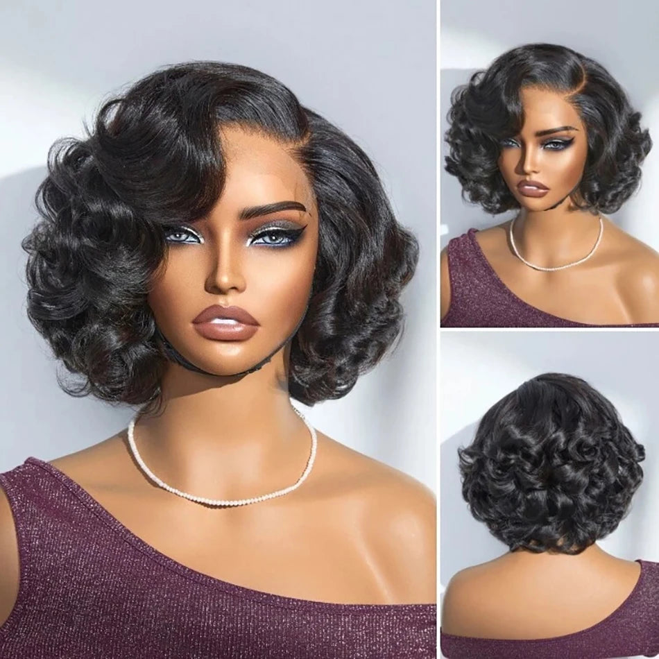 Short Bob Wig Human Hair Wavy 13x4 Transparent Lace Front Wigs For Women Body Wave Lace Frontal Wig 4x4 Lace Bob Wigs Human Hair