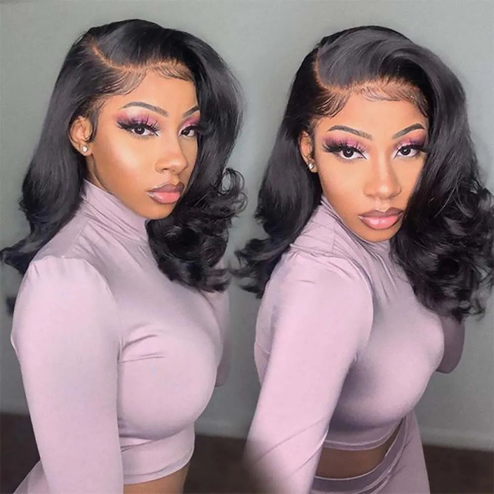 Body Wave Bob Wig Human Hair 13x4 Lace Front Human Hair Wigs Transparent Lace 180% Density Short Bob Wig Loose Deep Lace Frontal