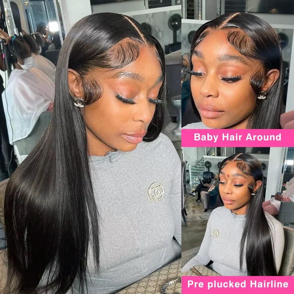 300% 13x6 HD Lace Frontal Wig 100% Raw Human Hair Straight Lace Front Wig 30 36 Inch 5x5 HD Lace Glueless Wig No Glue Human Hair