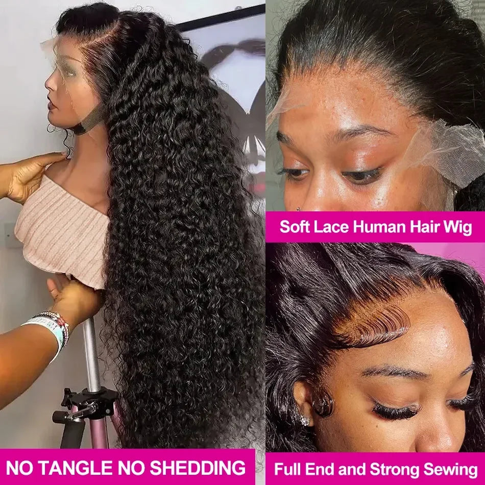 300% Burmese Curly Wigs 13x6 HD Lace Front Human Hair Wigs No Glue Wear Go Preplucked Deep Wave Lace Frontal Wig 100% Human Hair