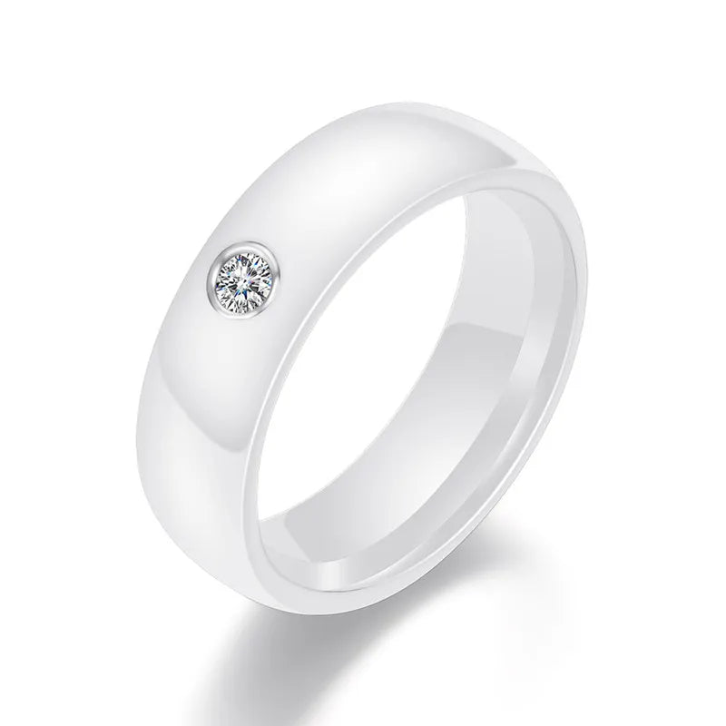ZORCVENS 6mm Wide Smooth white/black Ceramic Rings Wedding party jewelry Women Rings