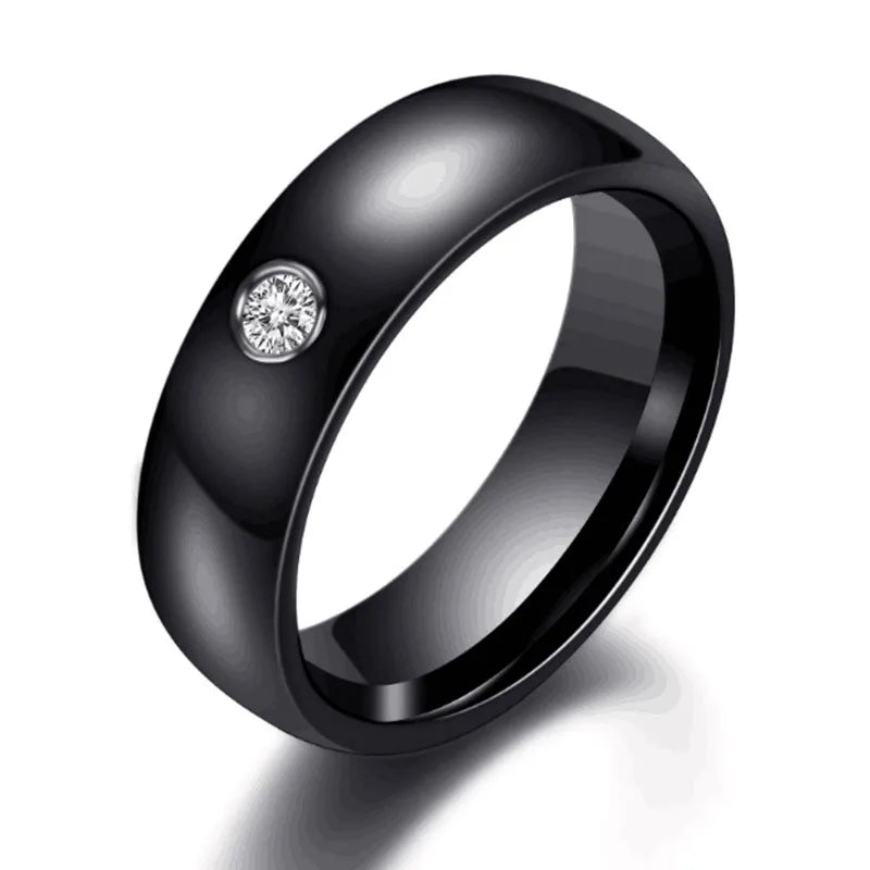ZORCVENS 6mm Wide Smooth white/black Ceramic Rings Wedding party jewelry Women Rings
