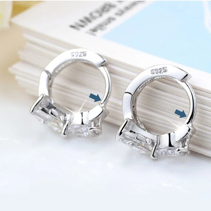 New Arrivals Fashion Angel Design 925 Sterling Silver Stud Earrings Luxury Double Crystal Earring For Women Silver Jewelry