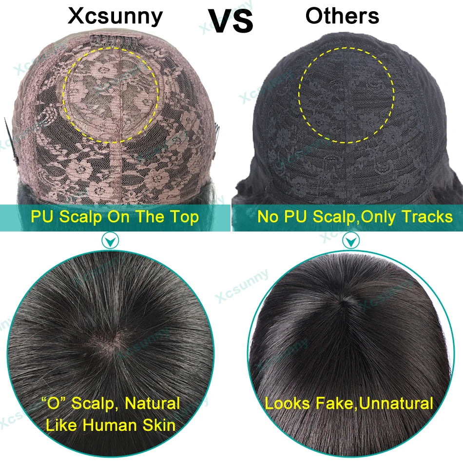 Short Curly Human Hair Wigs With Bangs Loose Curly Bob Bang Wig Human Hair Brazilian Machine Made Scalp Top Wig xcsunny