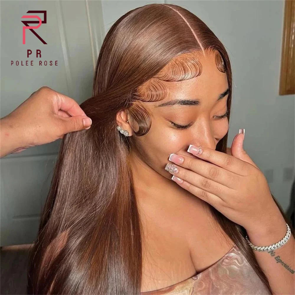 13x4 Chocolate Brown Straight Hd Lace Wigs Brazilian Human Hair 13x6 Hd Lace Frontal Wig Pre Plucked Brown Colored Wigs