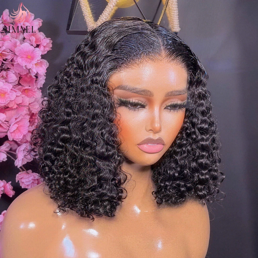 Short Curly Bob Wig Human Hair 13x4 HD Deep Wave Lace Frontal Wigs Short Bob Wigs Pre Plucked Wet And Wavy 6x4 Glueless Lace Wig