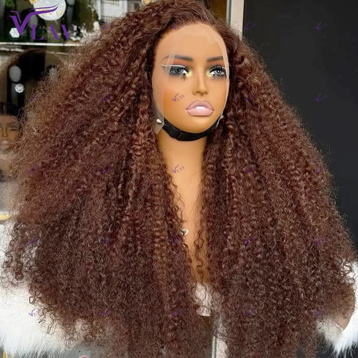 Wear And Go Brown Colored Kinky Curly Glueless Human Hair Wigs 13x6 HD Transparent Lace Frontal Wigs Preplucked Lace Front Wigs