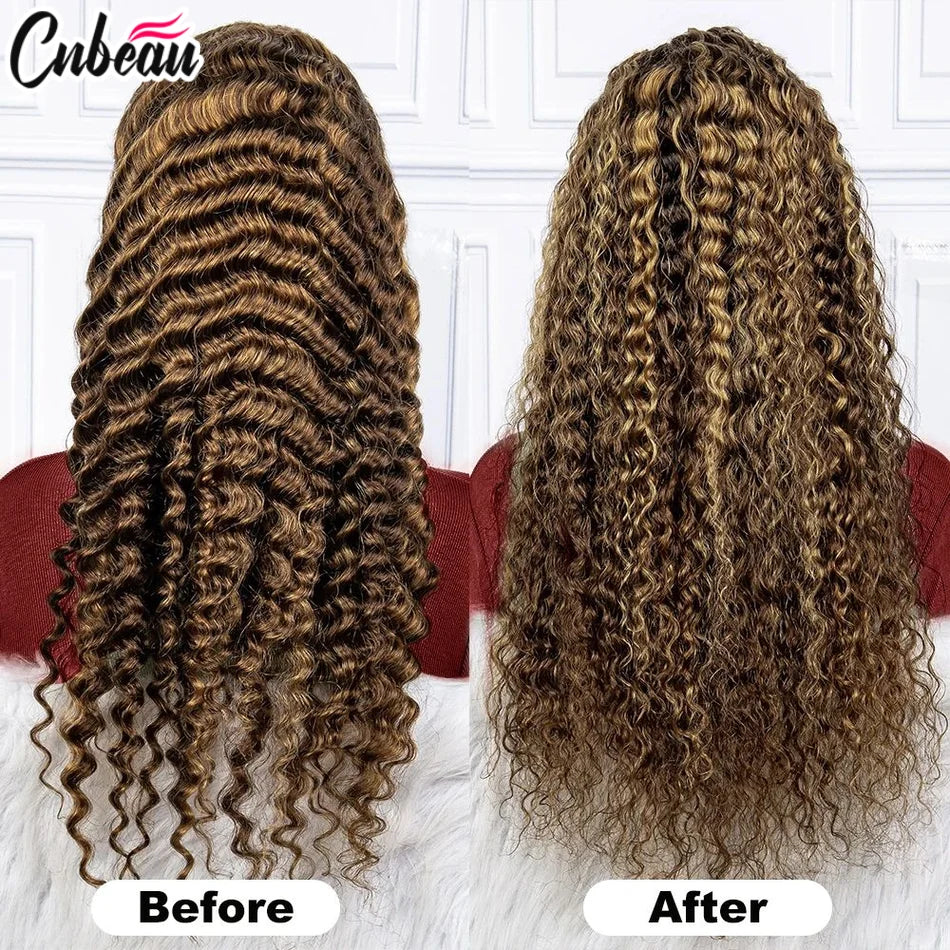 13x6/13X4 HD Lace Frontal Wig Honey Blonde Highlight Deep Wave Wigs Human Hair Wigs 13x4 Lace Frontal Human Hair Wigs For Women