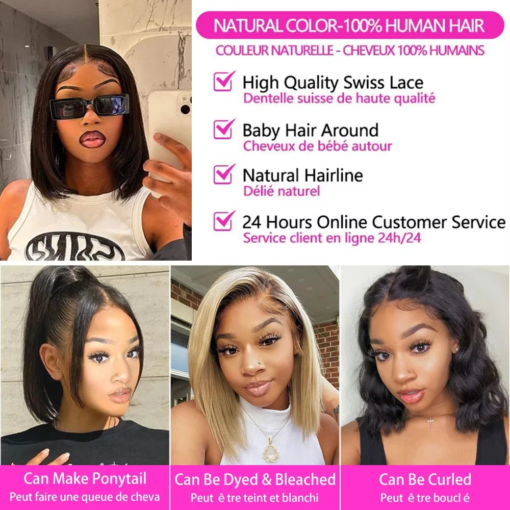 Short Wigs Human Hair Bob Wig 13x4 Lace Frontal Bob Wig 4x4 6x4 Lace Closure Bob Wig Brazilian Pre Plucked Straight Bob Wigs