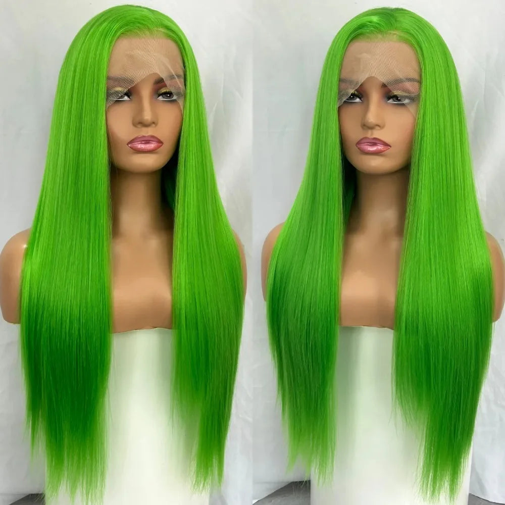 40 Inch Yellow Wigs Long Straight Lace Front Synthetic Wigs Pre Plucked Natural Hairline Glueless Wigs for Fashion Women Cosplay
