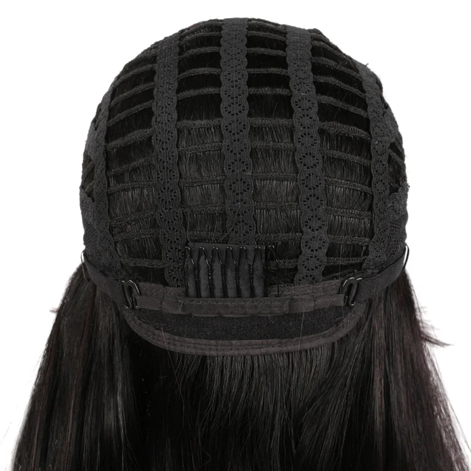 Human Hair Wigs with Bangs BOBO Wig Straight Short Bob Wig Human Hair Natural Color 14inch 150% Density Bob Wig