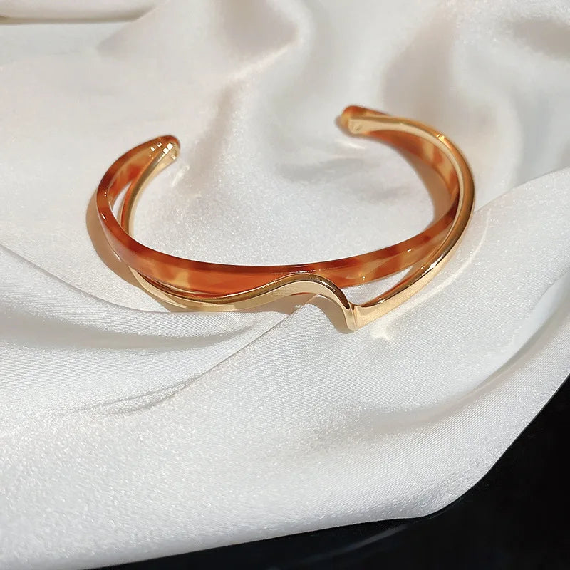 White Acrylic Bracelets Board Bend Metal Bangles Womens Hand Bracelets Geometric C- shaped Opening Bracelets Jewelry Gifts K
