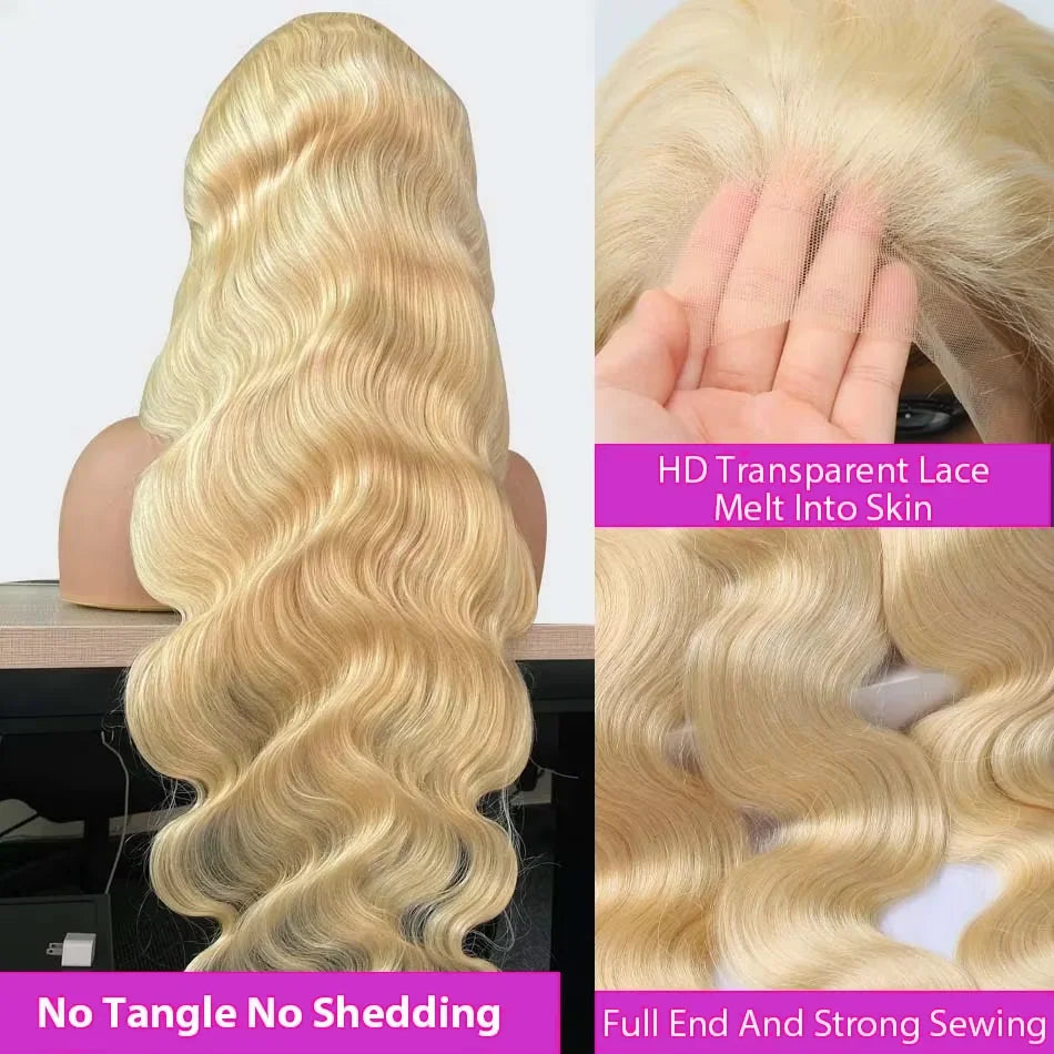 250 Density 613 HD Lace Frontal Wig 13x6 Transparent Colored Body Wave Human Hair Wig 13x4 Blonde Human Lace Front Wig