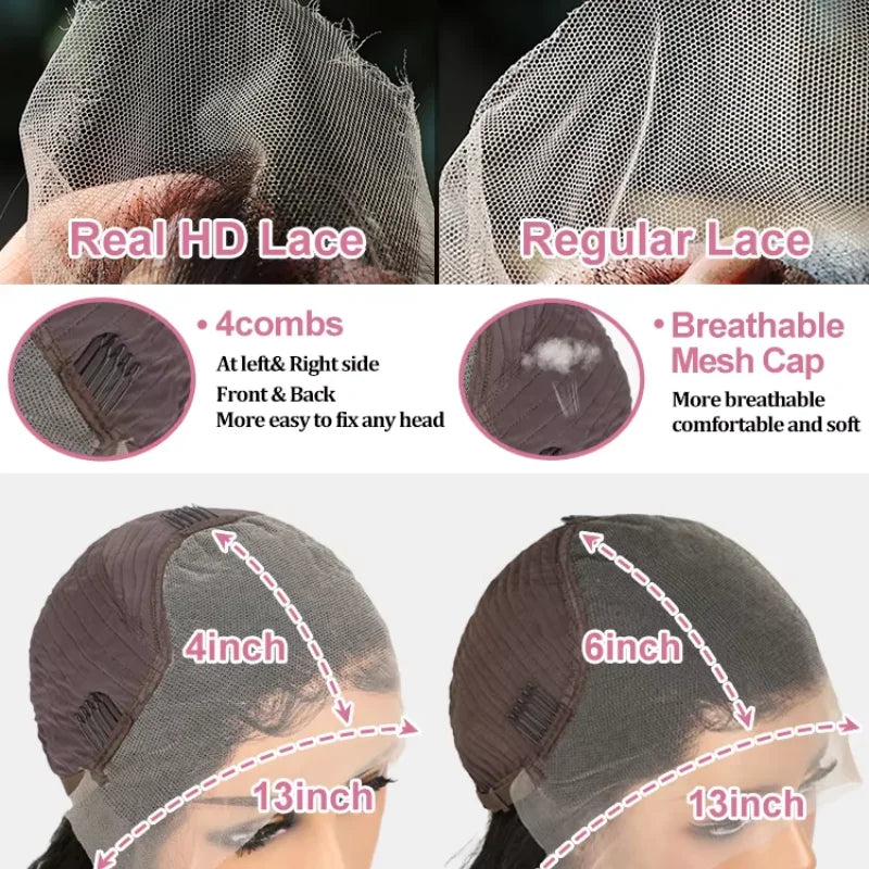 40 Inch 13x6 HD Silver Grey Colored Straight Lace Front Wigs Human Hair Brazilian 13x4 Lace Frontal Wigs For Women 220% Density