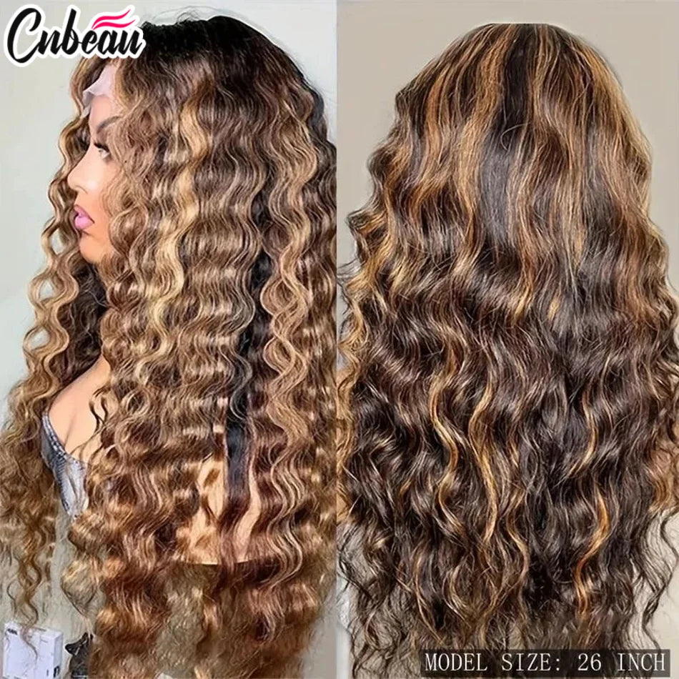13x6/13X4 HD Lace Frontal Wig Honey Blonde Highlight Deep Wave Wigs Human Hair Wigs 13x4 Lace Frontal Human Hair Wigs For Women