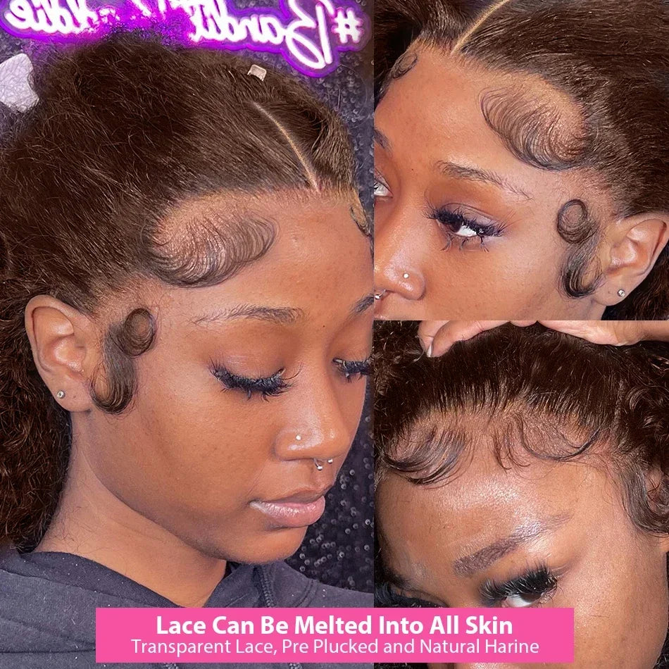 Deep Curly Wigs Human Hair Chocolate Brown 13x4 13x6 Hd Lace Frontal Wig Colored Water Wave Lace Front Wig for Women 30 38 Inch