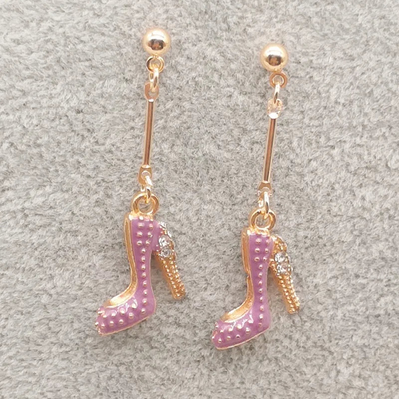 New Fashion Cute Enamel High Heels Women Earrings Wholesale High Quality