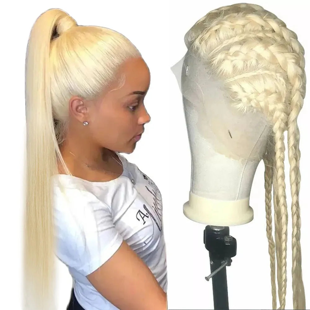 Full Lace 16-28  Human Hair Wigs Bone Straight #613 Honey Blonde Hd 360 Full Lace Frontal Human Hair Wigs Brazilian 13x4 Wig