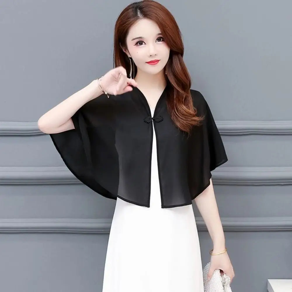 Cloak Multicolor Chiffon Shawl Breathable Short Tulle Shawl Women Tops Women
