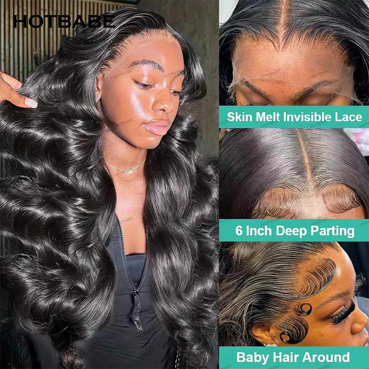 Body Wave Human Hair Wigs Preplucked 100% Human Hair Glueless Wigs Human Hair 360 Full Lace Wigs 13×6/13×4 HD Transparent Lace