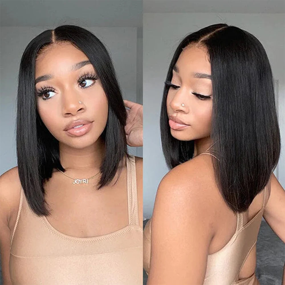 Wear and Go Glueless Wig Bob Human Hair Straight Short Bob Wig Human Hair Gluleless Wigs For Beginner Lace Closure Wig For Women