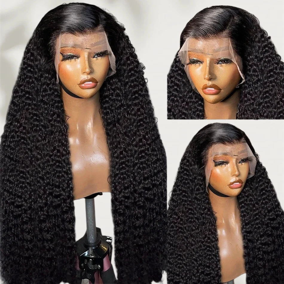 Deep Wave Wig, Middle Part, Machine-Woven Synthetic Hair, For Women