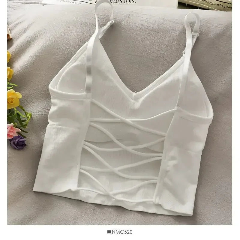 Womens Tops Sexy Tank Top Women Built in Bra Solid Color Camis for Women Crop Top Off Shoulder Sleeveless Camisole