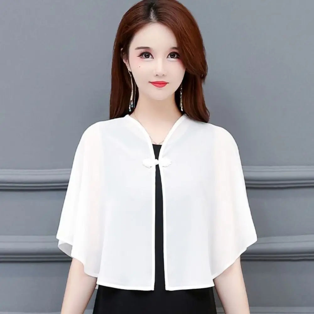 Cloak Multicolor Chiffon Shawl Breathable Short Tulle Shawl Women Tops Women