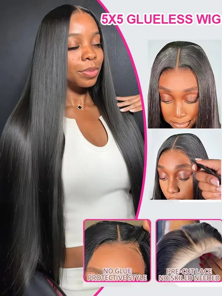 300 Density 40 Inch Bone Straight Human Hair Wigs Vietnamese Hair Wear Go Glueless Wig 13x4 13x6 Hd Transparent Lace Frontal Wig