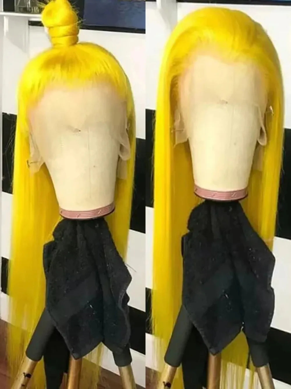 40 Inch Yellow Wigs Long Straight Lace Front Synthetic Wigs Pre Plucked Natural Hairline Glueless Wigs for Fashion Women Cosplay