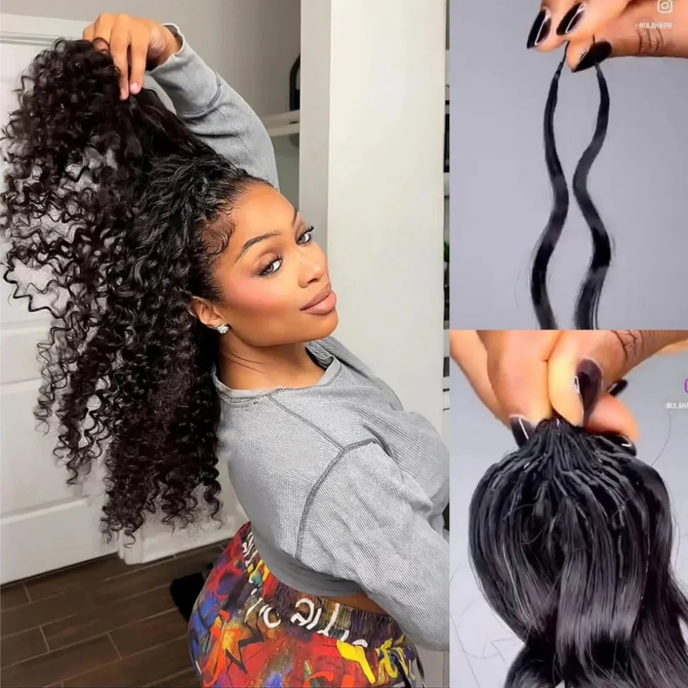 Deep Wave Feather Crochet Hair Deep Wave Human Hair Bundles Raw Hair 100% Human Hair Brazilian Hair Bundle Weaving Extensions