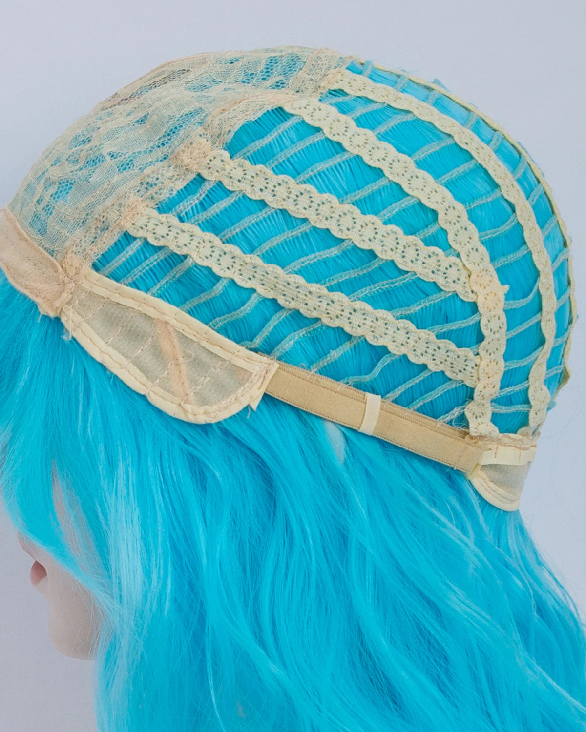 Women Short Curly Wig with Bangs Natural Looking Heat Resistant Synthetic Hair Blue Cosplay Wig