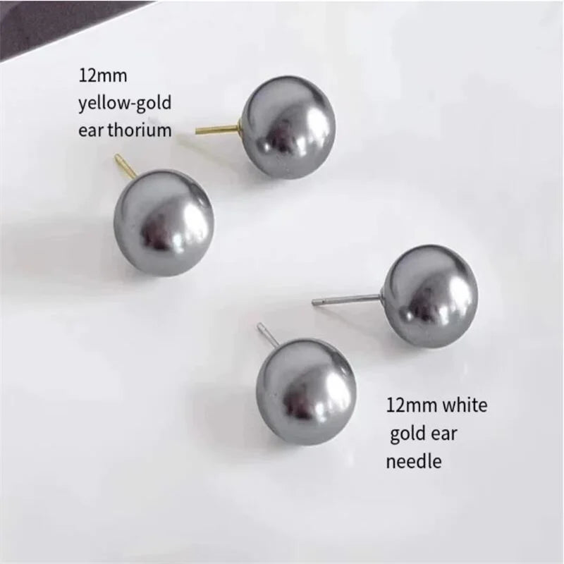 SOMILIA Fashion 925 Sterling Silver Higt Quality Pearl Stud Earrings Gold Ball Earrings For Women Silver Jewelry Pierced 4-14MM