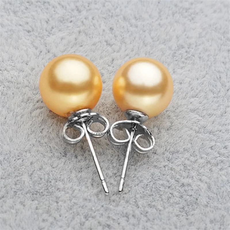 SOMILIA Fashion 925 Sterling Silver Higt Quality Pearl Stud Earrings Gold Ball Earrings For Women Silver Jewelry Pierced 4-14MM