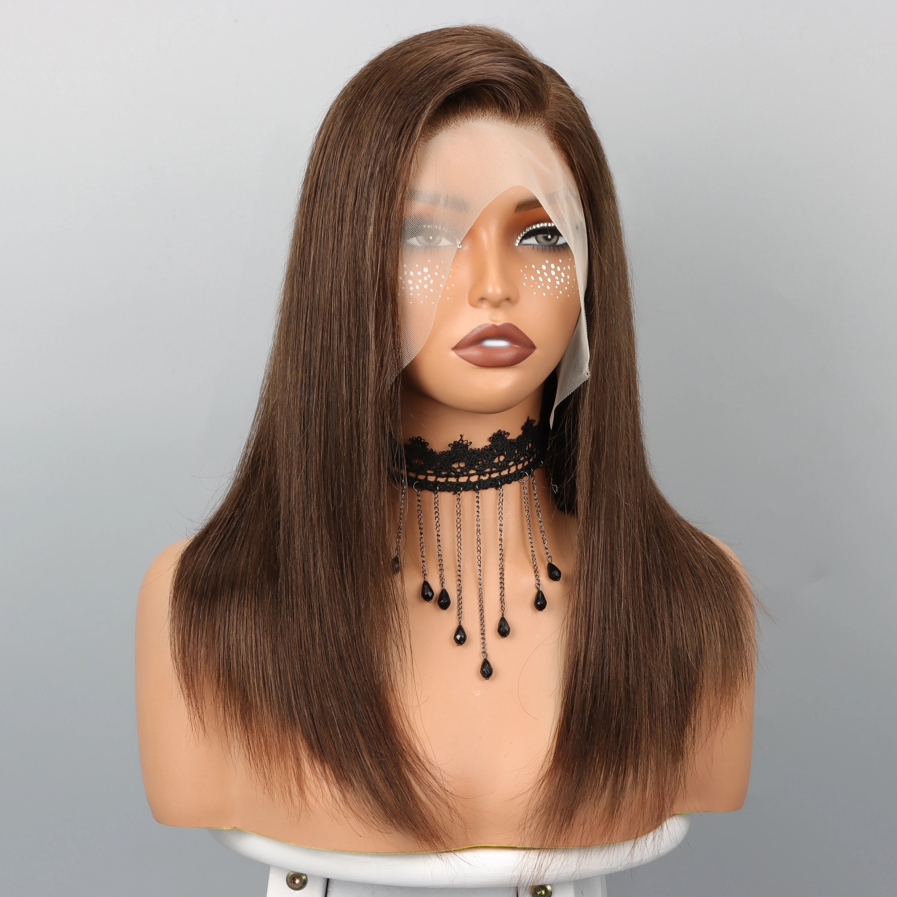13x4 Lace Front Wig Bob Human Hair Brown Straight 180% Full Density Transparent Lace Frontal Wigs Bob Hair Lace Front Wig