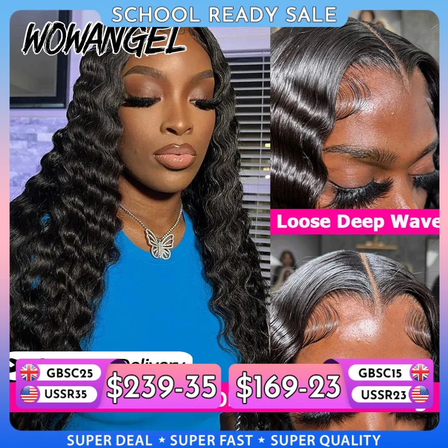 250% Loose Deep Wave Human Hair Wigs Pre Plucked 13x6 HD Full Frontal Wigs 100% Human Hair Curly Lace Front Wigs For Black Women
