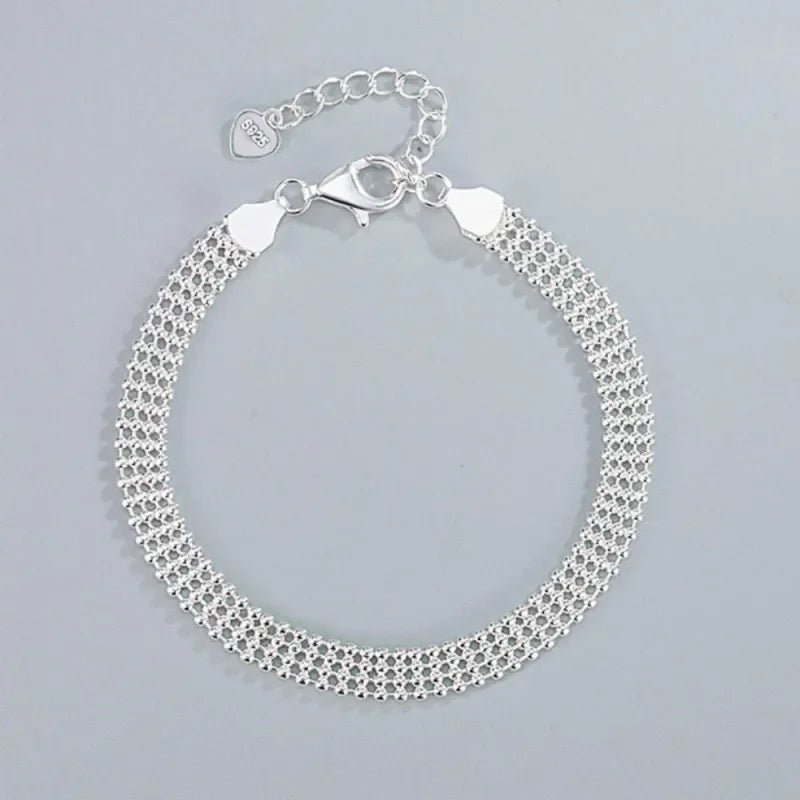 charms 925 sterling Silver Bracelets beads chain for Women men Wedding Lady Pretty Jewelry Fashion Nice Chain 20cm 8inch