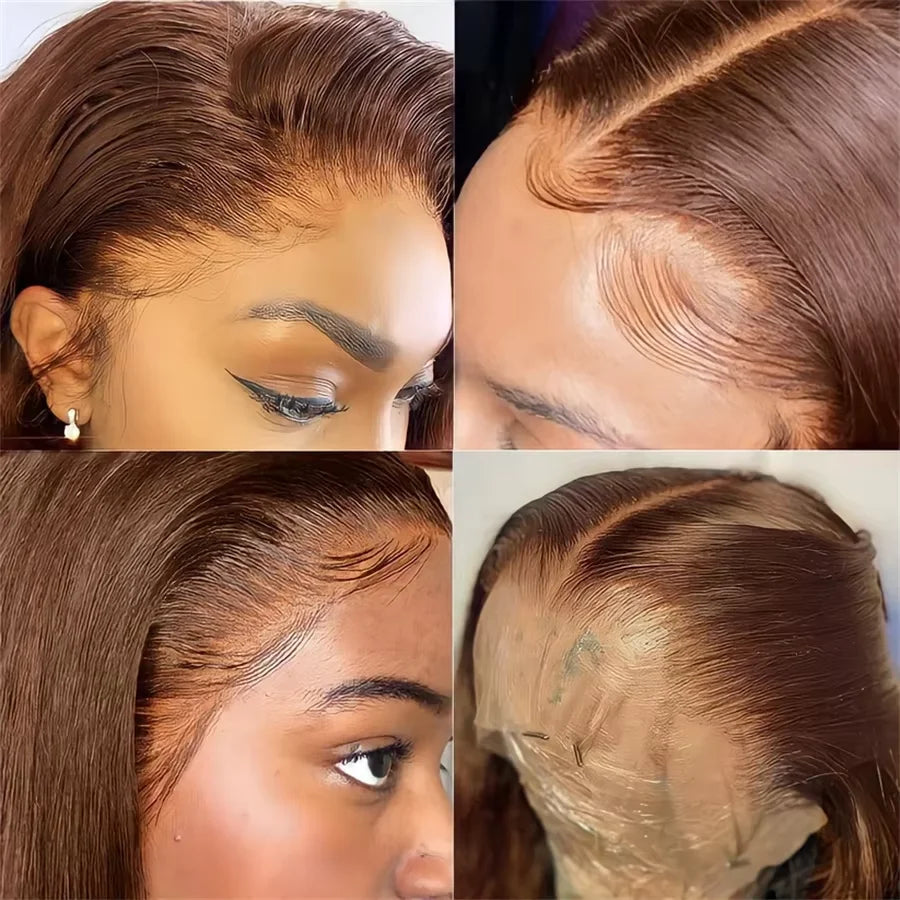 13x4 Chocolate Brown Straight Hd Lace Wigs Brazilian Human Hair 13x6 Hd Lace Frontal Wig Pre Plucked Brown Colored Wigs