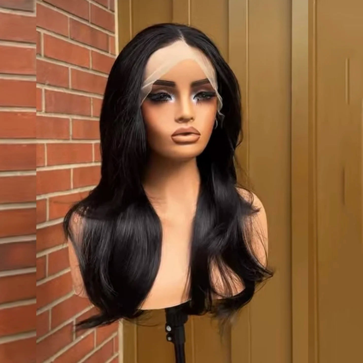 Black Lace Front Wig Long Natural Wave Synthetic Hair 13x4 Frontal Lace Wigs for Women Natural Hairline Daily Wear Cosplay