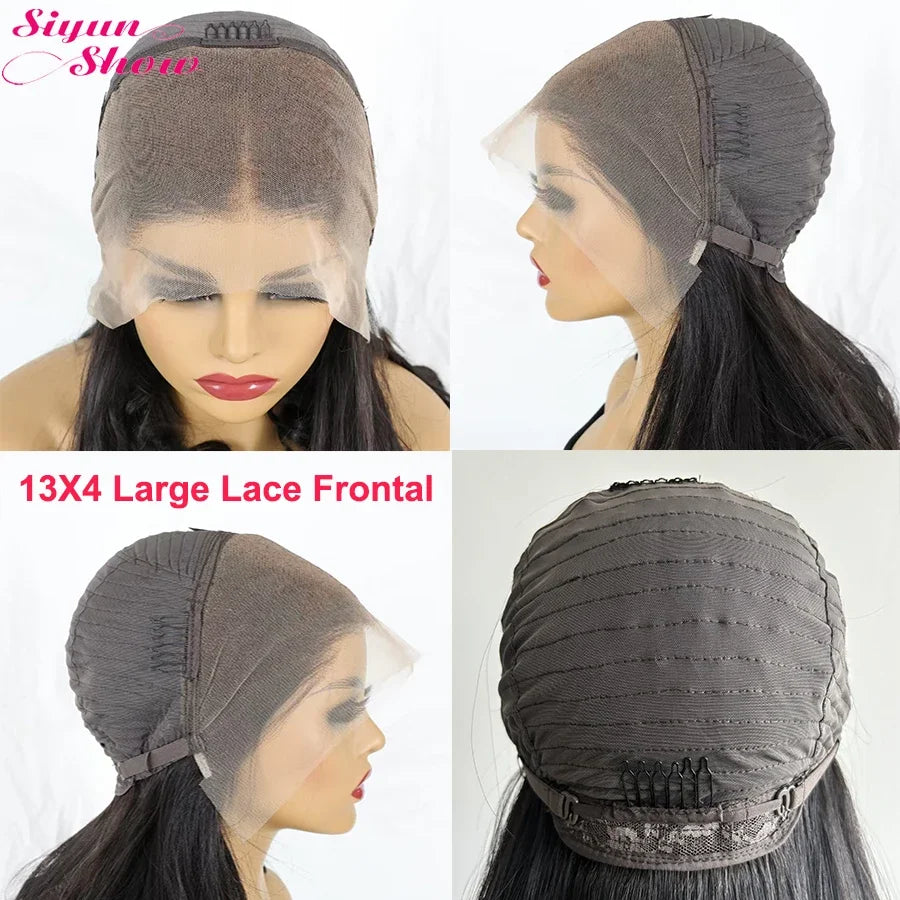 Raw Vietnamese HD Lace Wigs 13X4 Double Drawn Bone Straight Human Hair Lace Frontal Wig Pre Plucked Ombre Brown Lace Front Wig