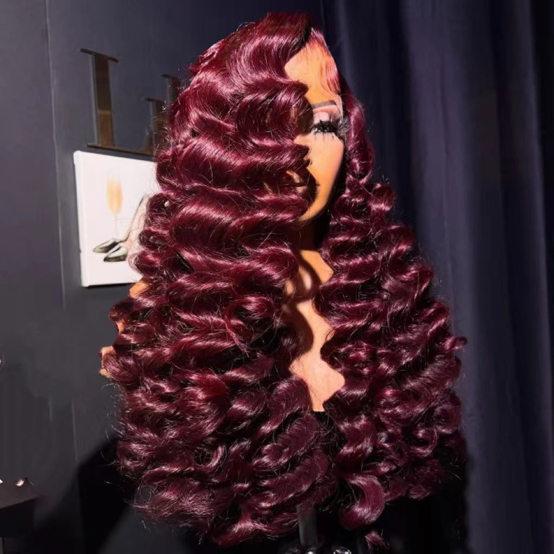13X4X1 HD Lace Front Wig Soft Synthetic Body Wave Preplucked Hairline Glueless Wigs 99J Burgundy 613 Honey Blonde Ginger Color