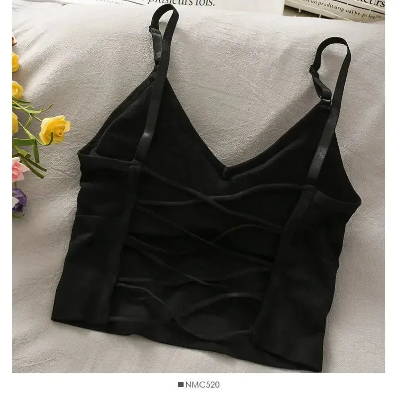 Womens Tops Sexy Tank Top Women Built in Bra Solid Color Camis for Women Crop Top Off Shoulder Sleeveless Camisole