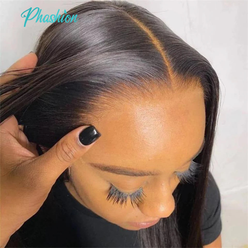 Phashion 40" Raw Virgin HD 13x6 Lace Front Human Hair Wigs Straight PrePlucked For Women 13X4 Long Closure Frontal Wig Body Wave