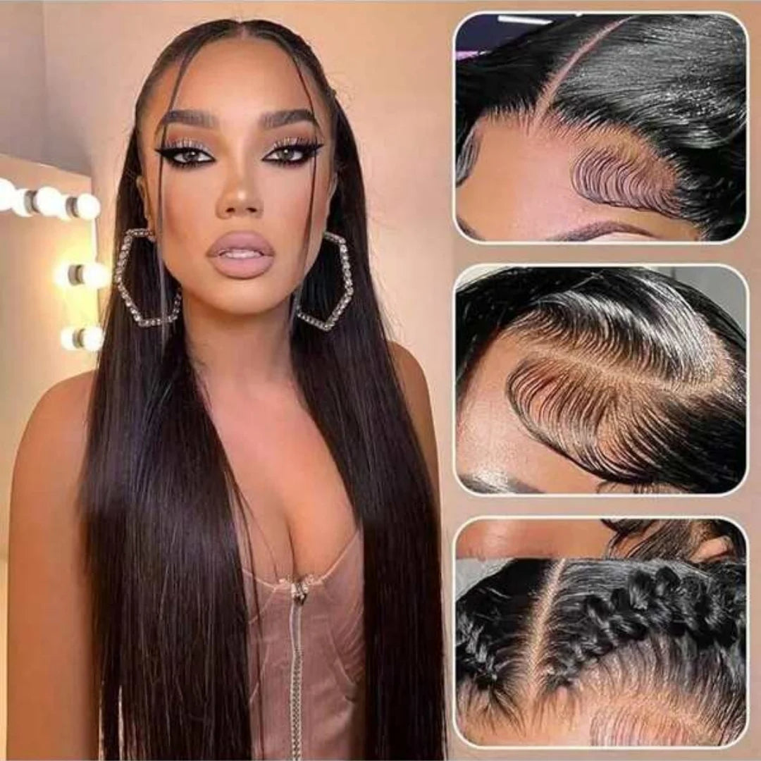 Straight Brazilian Human Hair Wig 250% Density Pre-plucked Hairline Glueless HD Lace Wigs 13x6 Frontal Wig 13x4 Closure Lace Wig