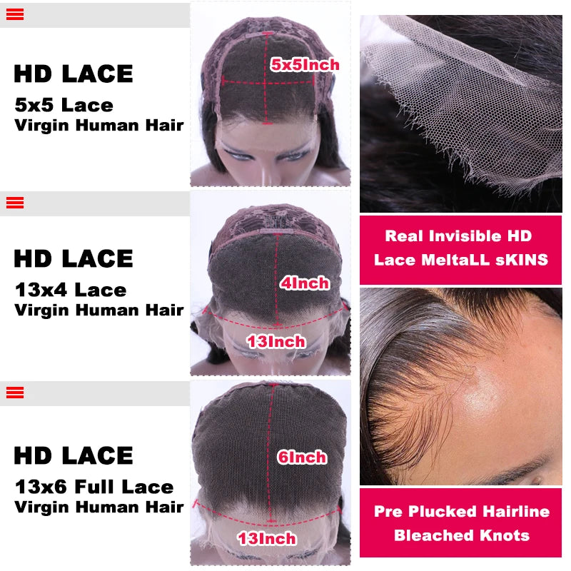 Queen Hair Deep Wave Real HD Lace Wig 13x6 13x4 Full Frontal 4x4 5x5 6x6 HD Closure Wig 100% Human Raw Burmese Curl Hair Wig