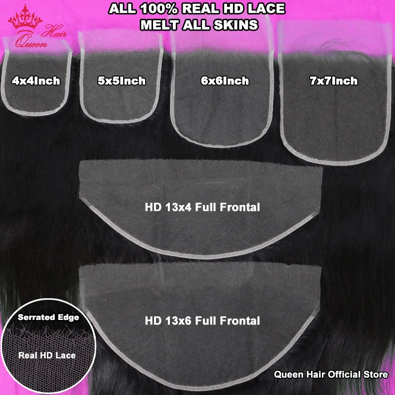 Queen Hair Deep Wave Real HD Lace Wig 13x6 13x4 Full Frontal 4x4 5x5 6x6 HD Closure Wig 100% Human Raw Burmese Curl Hair Wig