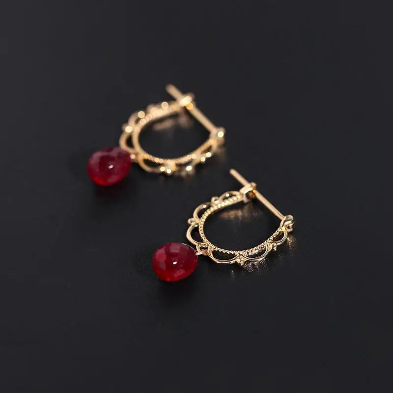 New original design drop-shaped cut face craft earrings retro exquisite light luxury noble charm women silver jewelry