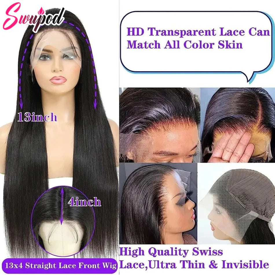 200 Density 13x4 13x6 Hd Lace Frontal Human Hair Wigs Straight 360 Lace Frontal Wig Preplucked 4x4 Closure Lace Wig Remy Hair