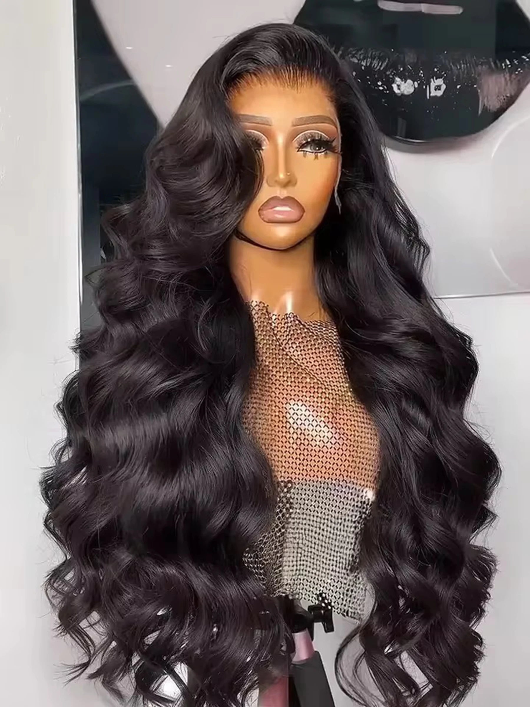 13X4X1 HD Lace Front Wig Soft Synthetic Body Wave Preplucked Hairline Glueless Wigs 99J Burgundy 613 Honey Blonde Ginger Color